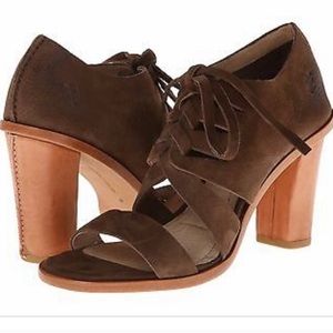 Frye Sofia Tie On Sandal Heels Leather 7.5